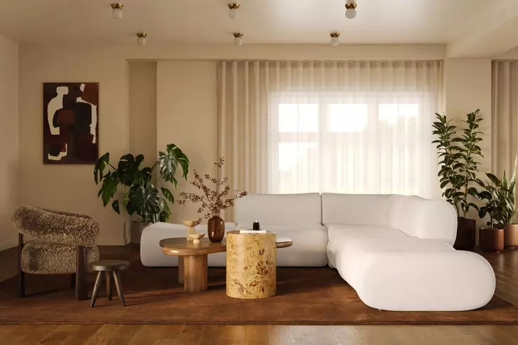 Zenith Cream Upcycled Fabric Modular Sectional