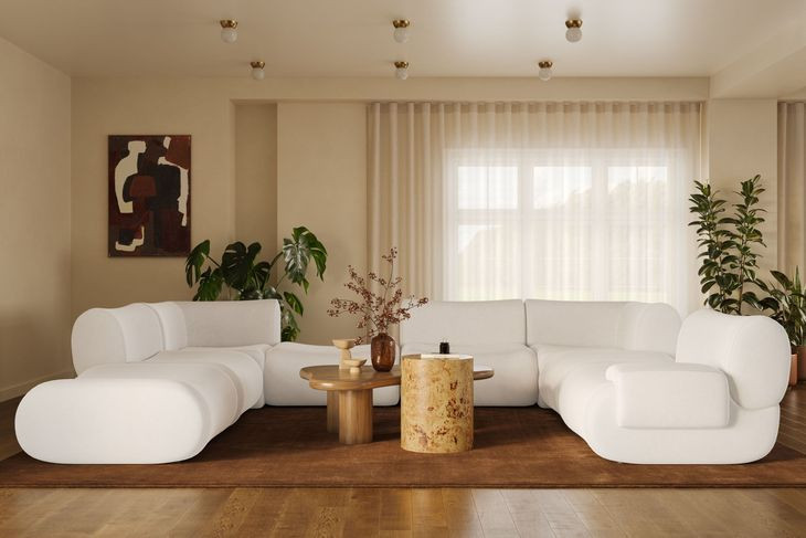 Zenith Cream Upcycled Fabric Modular Large RAF Sectional