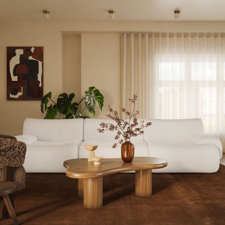 Zenith Cream Upcycled Fabric Modular Sofa