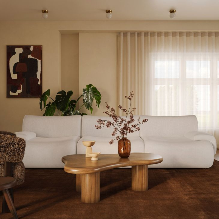 Zenith Cream Upcycled Fabric Living Room Set