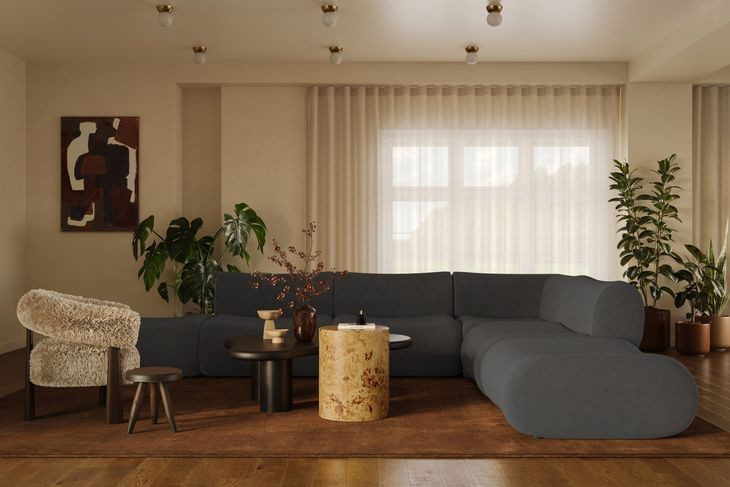 Zenith Charcoal Gray Upcycled Fabric Modular Sectional