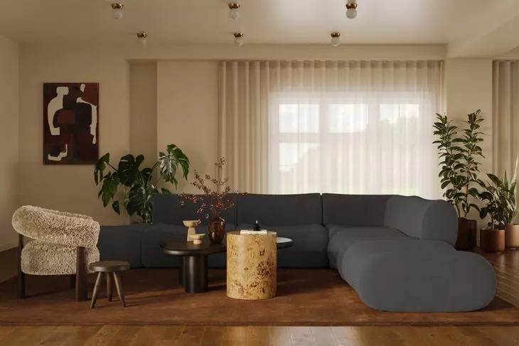 Zenith Charcoal Gray Upcycled Fabric Modular Sectional