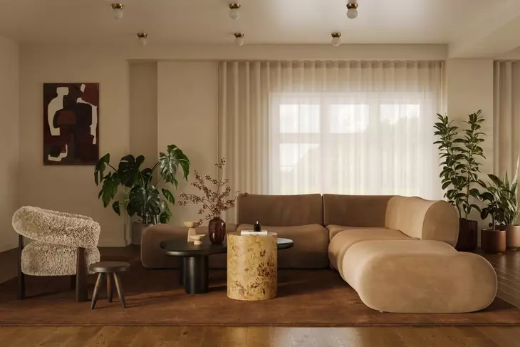 Zenith Latte Brown Velvet Modular 5-Piece Sectional