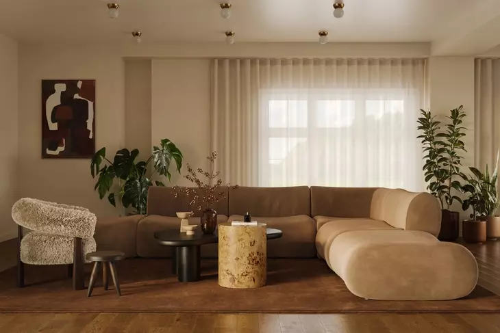 Zenith Latte Brown Velvet Modular Large L-Sectional