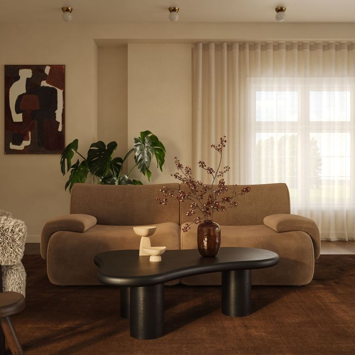 Zenith Latte Brown Velvet Modular Loveseat