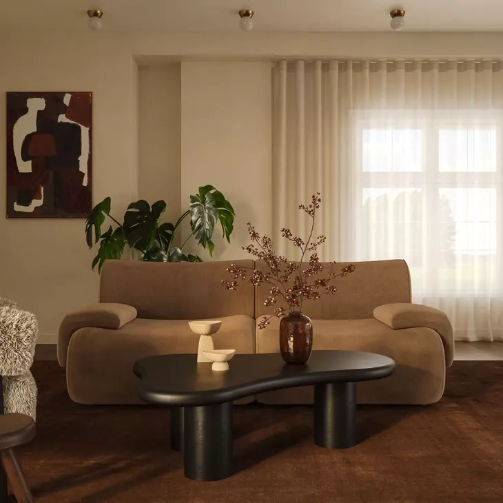 Zenith Latte Brown Velvet Living Room Set