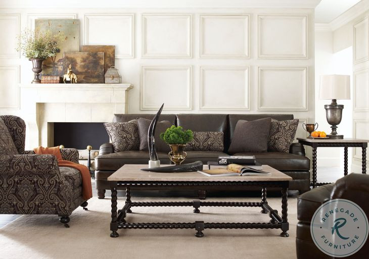 Cordova Ebonized and Travertine Stone Rectangular Occassional Table Set