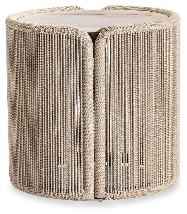Trellis Brown and Beige Round Outdoor Side Table