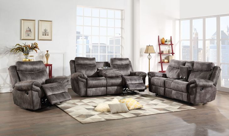 Nashville Gray 78" Manual Glider Reclining Console Loveseat