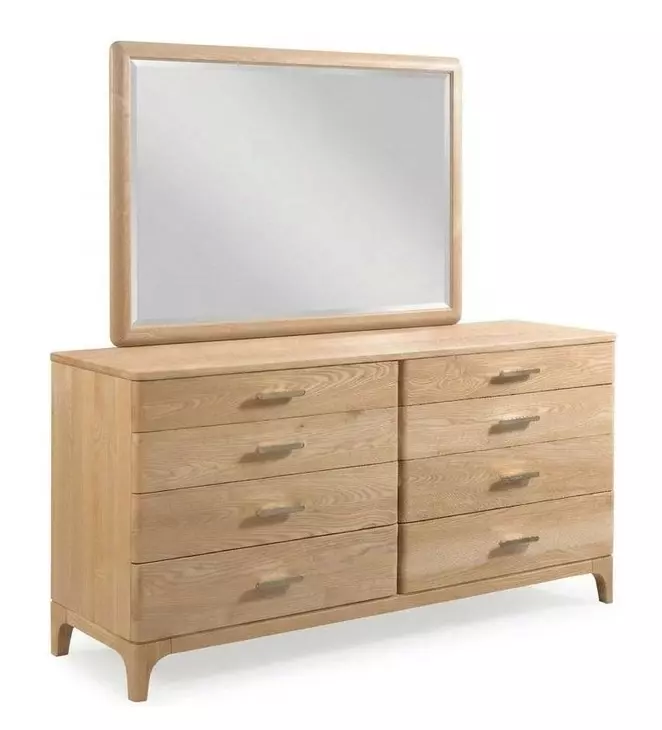 Ashford Pure Ash 8 Drawer Dresser with Rectangular Mirror
