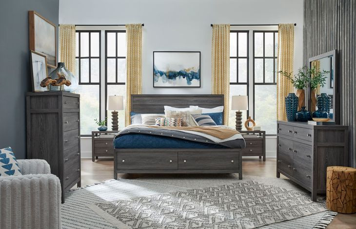 Merrifield Raisin Black 2 Drawer Nightstand with USB Charging