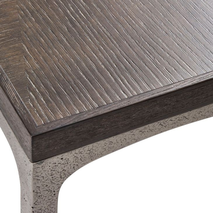 Linea Cerused Charcoal And Textured Graphite Metal 36" Sofa Table