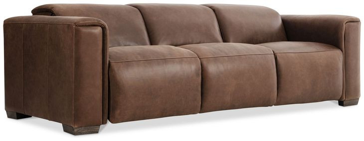 Billings Brown Leather 96" Power Reclining Sofa
