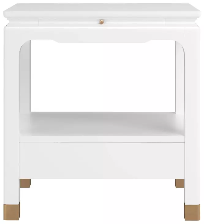Eave Uplifting White Bedside Table