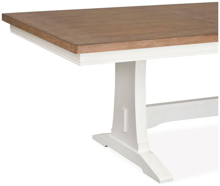 Crownfall Whisper White and Cerused Nutmeg 92" Extendable Rectangular Dining Table