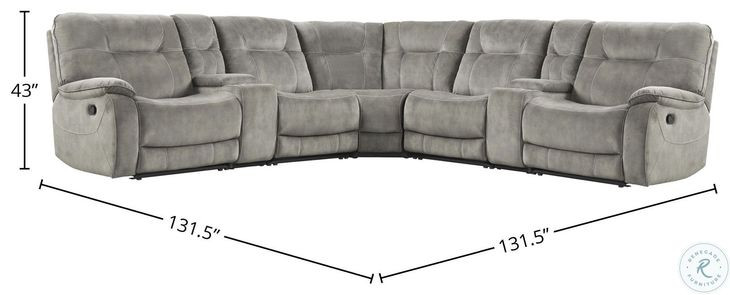 Brooks Shadow Natural Performance Fabric 7 Piece Modular Reclining Sectional