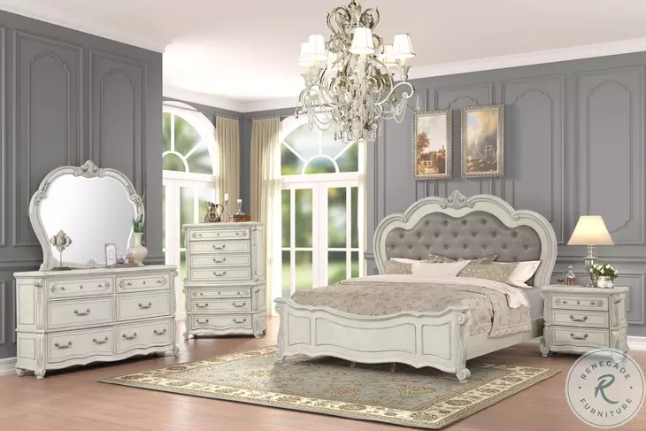 Bianello Vintage Ivory Queen Panel Bed