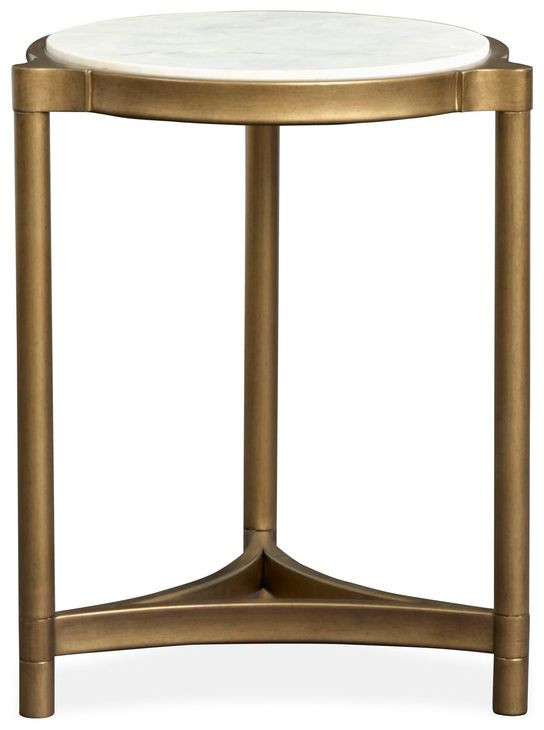 Cassidy Aged Brass and Volakas Classic Round Marble Top Accent Table