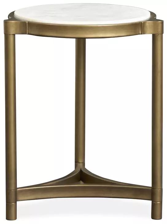 Cassidy Aged Brass and Volakas Classic Round Marble Top Accent Table