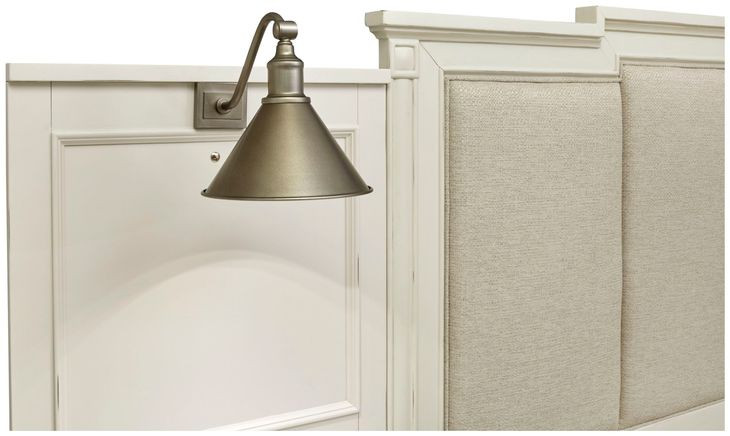 Silverwillow Egg Shell White and Cream California King Upholstered Wall Panel Bed with 2 Nightstand and USB Charging