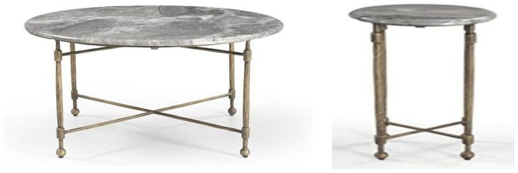 Artifacts Gray and Bronze Round Marble Top Roberti Occassional Table Set