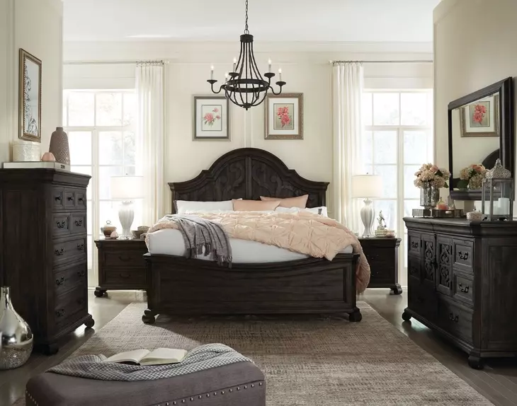 Bellamy Peppercorn 8 Drawer Dresser with Rectangular Mirror