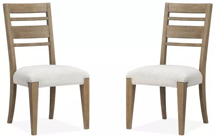 Plum Creek Gray Upholstered Ladder Back Side Chair Set of 2