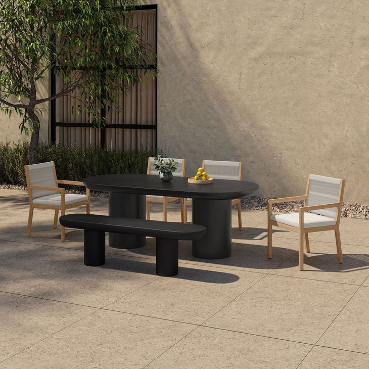 Rocca Black Outdoor Dining Bench