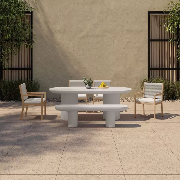 Rocca Cream Outdoor Dining Bench
