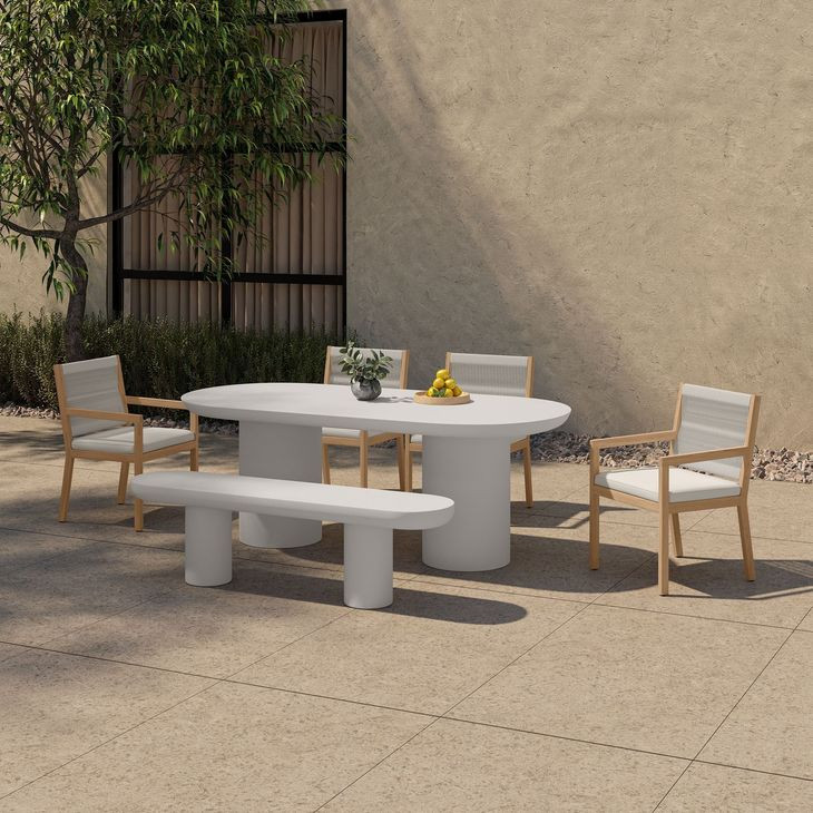 Rocca Cream Outdoor Dining Bench