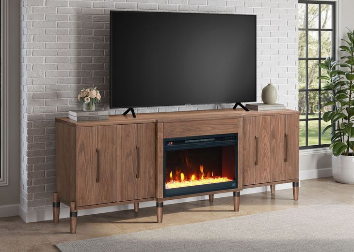 Tranquility Walnut 78" TV Stand with Fireplace