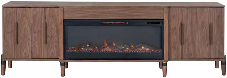 Tranquility Walnut 94" TV Stand with Fireplace