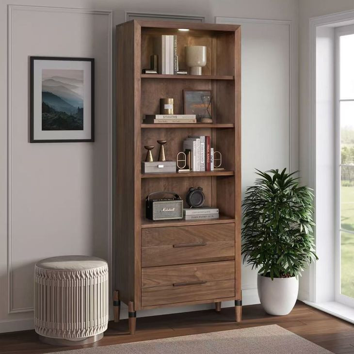 Tranquility Walnut Bookcase with LED