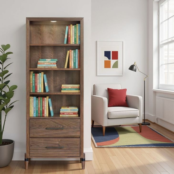 Tranquility Walnut Bookcase with LED