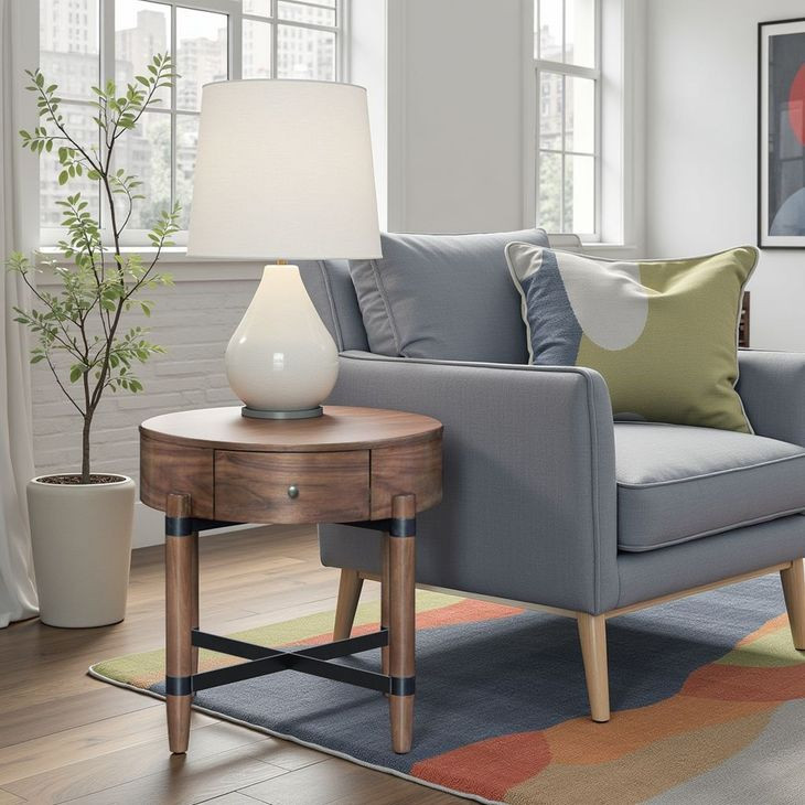 Tranquility Walnut Round Side Table