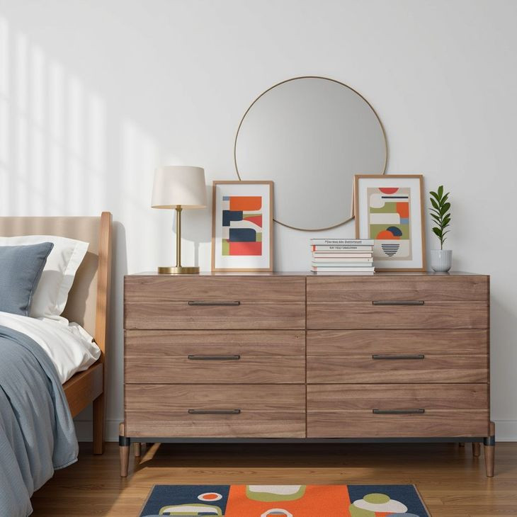 Tranquility Walnut 6 Drawer Dresser