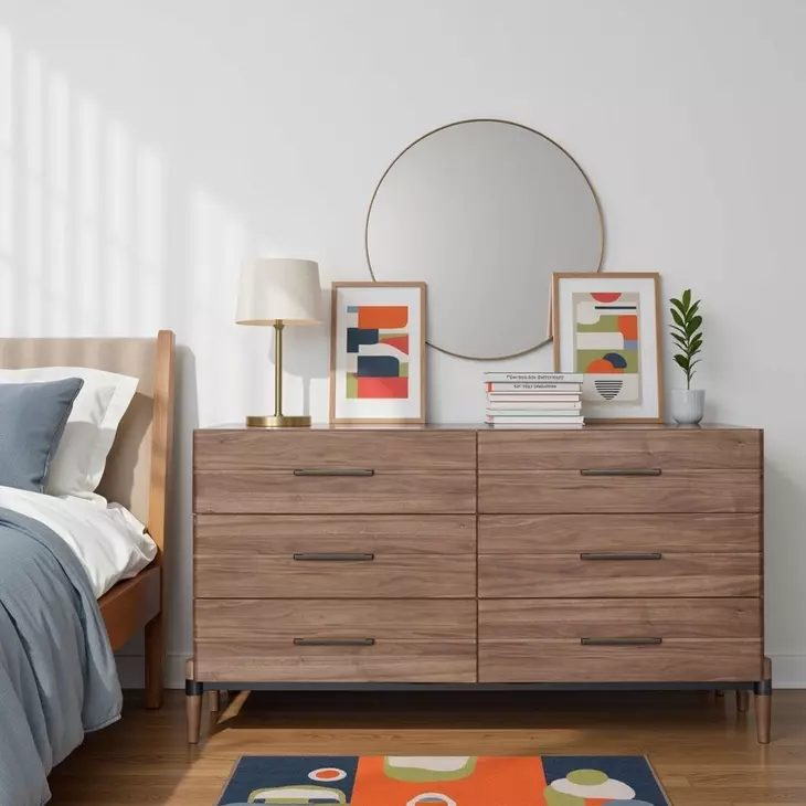Tranquility Walnut 6 Drawer Dresser