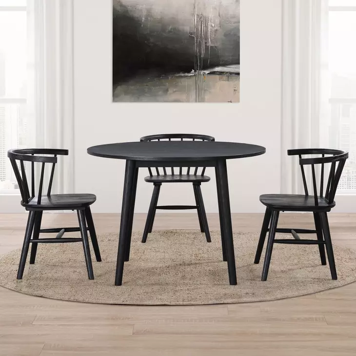 Willow Black Round Dining Room Set