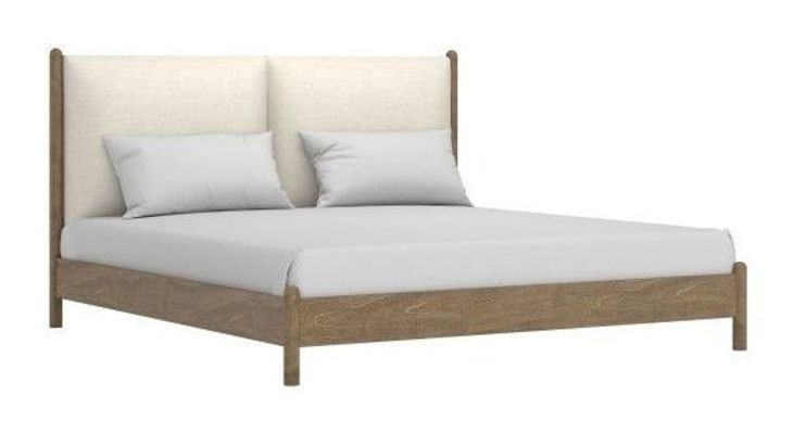 Zest Cream and Brown King Upholstered Panel Bed