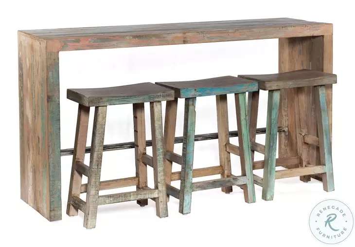 Cordoba Vintage Teal Gathering Table And Stools