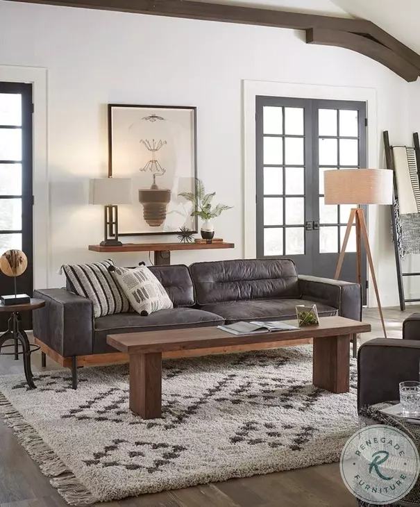 Chiavari Matte Black Leather Sofa
