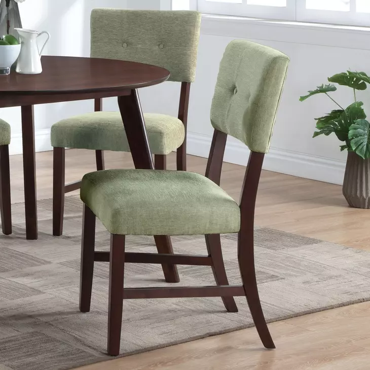 Tioga Green Upholstered Dining Chair Set of 2