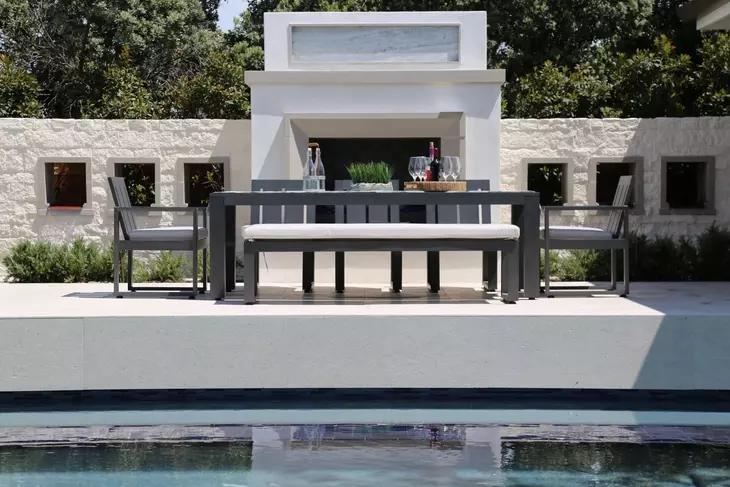Redondo Canvas Natural Upholstered Outdoor Dining Bench