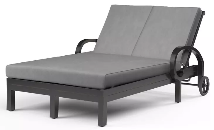 Monterey Canvas Granite 78" Outdoor Double Chaise with Self Welt