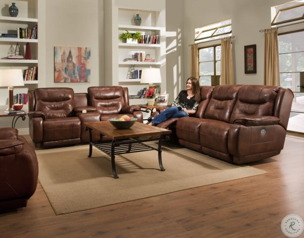 Crescent Rustico Leather Power Reclining Sofa With Power Headrest From Southern Motion Coleman Furniture