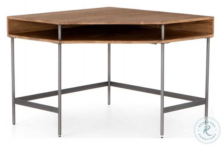 Fulton Honey Poplar And Natural Iron Joaquin Modular Corner Desk From Fourhands Coleman Furniture