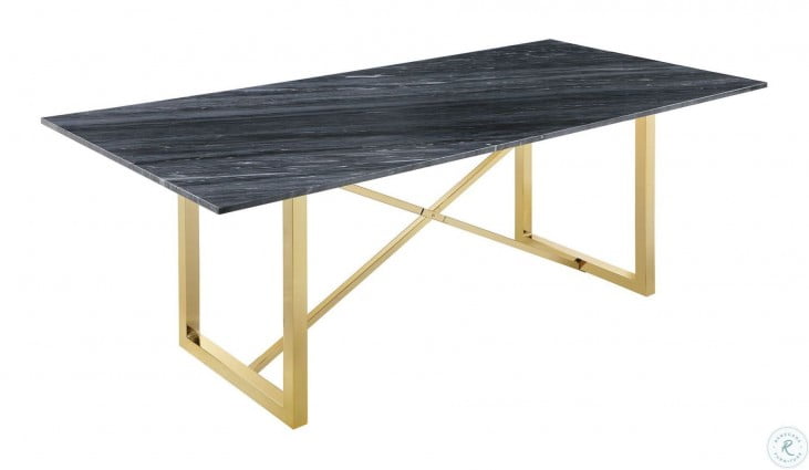 Arcade Black Grey Marble And Sunny Gold Dining Table From Coaster Coleman Furniture