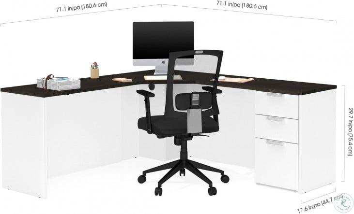 Pro Concept Plus White And Deep Grey Corner Desk From Bestar Coleman Furniture