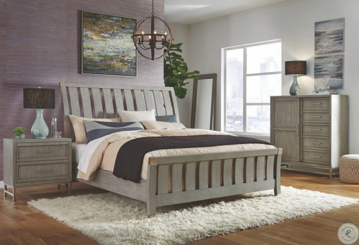 Venice Silver Oak Oaken Queen Sleigh Bed from Casana