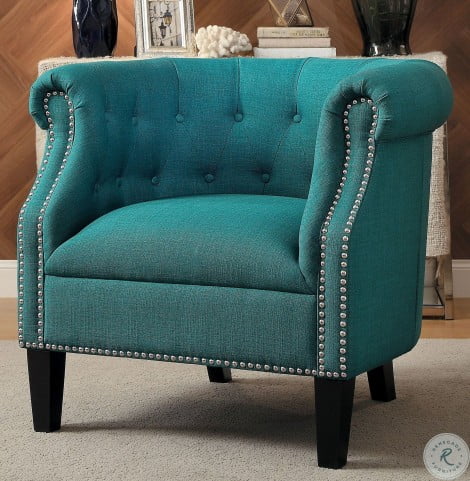 Karlock Teal Accent Chair from Homelegance | Coleman Furniture Draw attention to an otherwise empty corner of the room by adding this pisano teal blue accent chair with pillow.